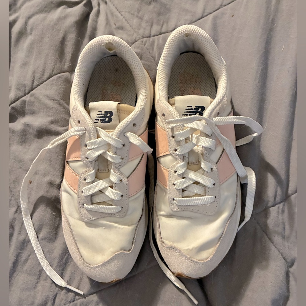 New Balance Women's Blush Pink and White Sneakers